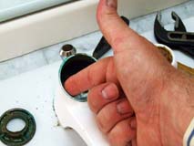 Cartuccia smontata di un rubinetto miscelatore monocomando