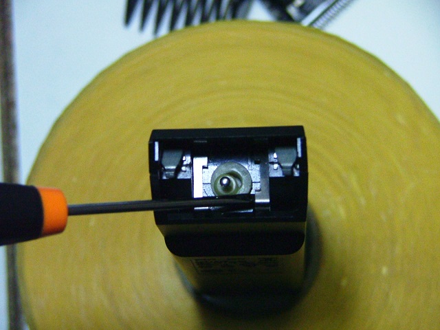 Release the clips on the sides of the central pin of the razor