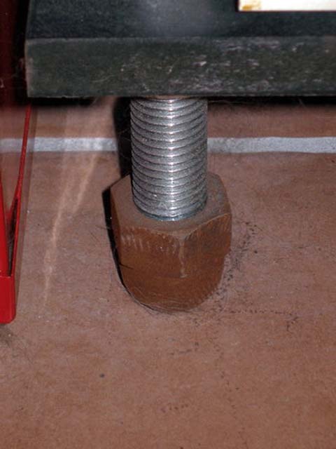 Detail of the feet for adjusting the stereo cabinet Detail of the feet for adjusting the stereo cabinet