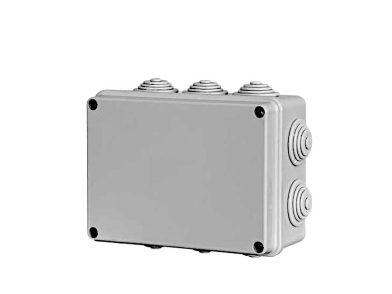 Scatola di derivazione in plastica a tenuta stagna: robusta, economica e facilmente reperibile nei negozi di materiale elettrico. La plastica si lavora con facilità per ricavare le aperture necessarie al montaggio dei joystick