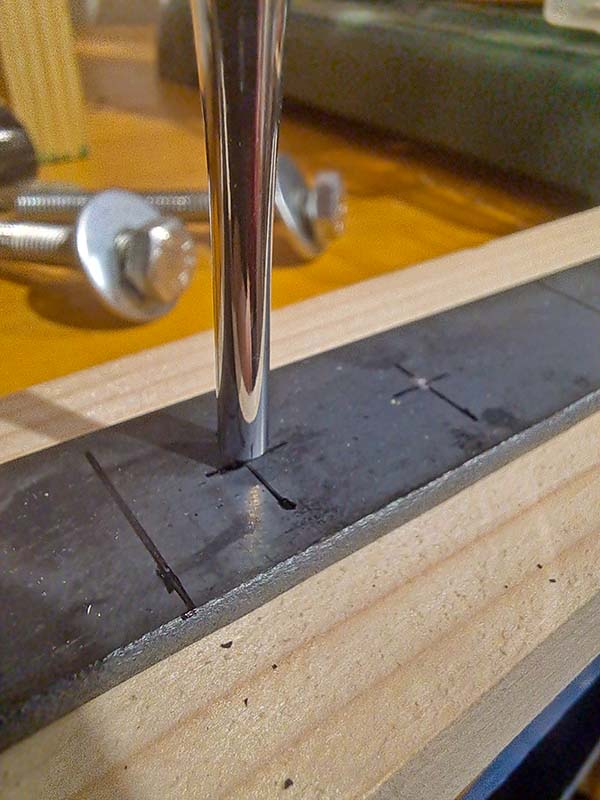 I mark the points to be drilled with a dot I mark the points to be drilled with a dot