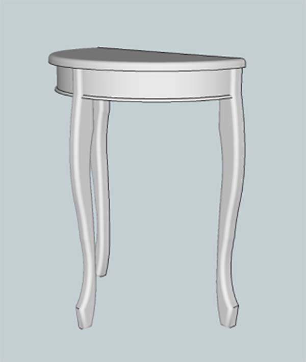 Disegno del progetto della consolle a mezzaluna Disegno del progetto della consolle a mezzaluna