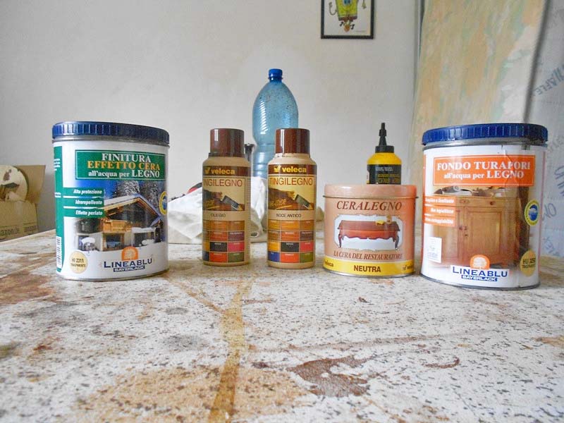Prodotti utilizzati per la finitura Prodotti utilizzati per la finitura